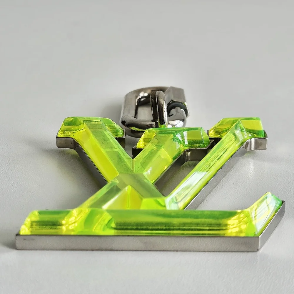 Louis Vuitton Neon Green Oversized LV Prism Bag Charm/Key Holder